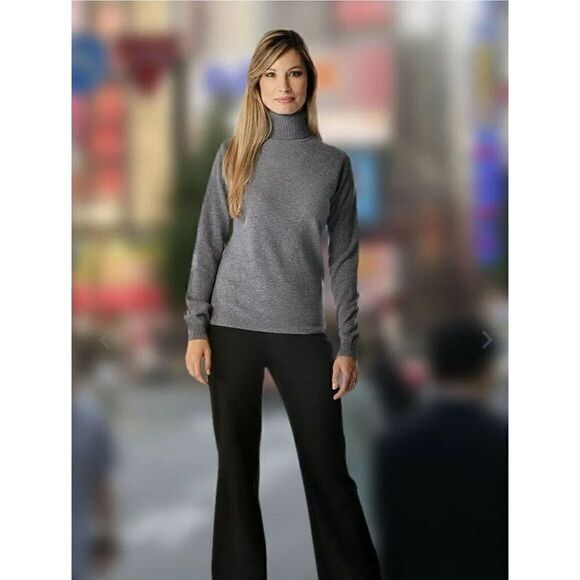 M MAGASCHONI Sweater L NWT 100% Cashmere Signature Turtleneck Dark Grey Heather - Picture 1 of 3